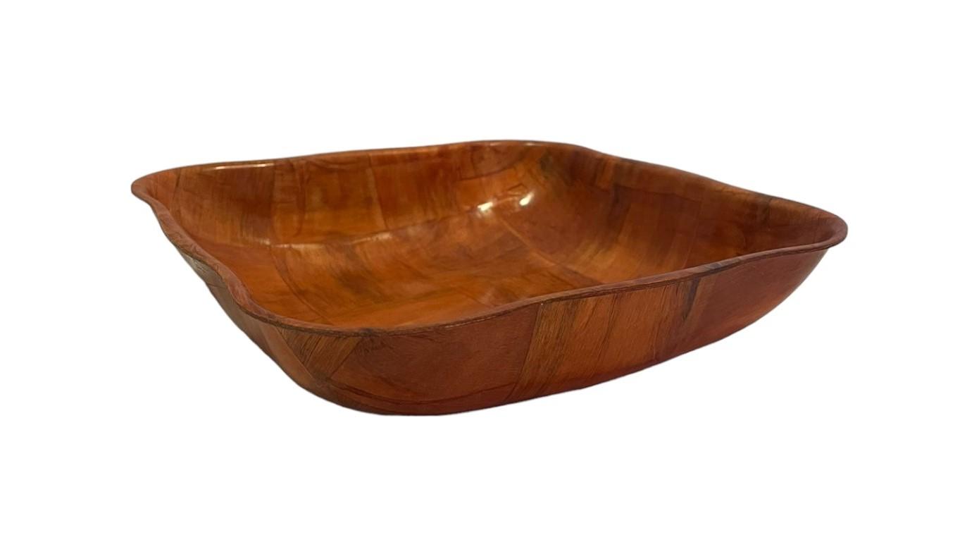 Bowl ondas cuad madera 25cm