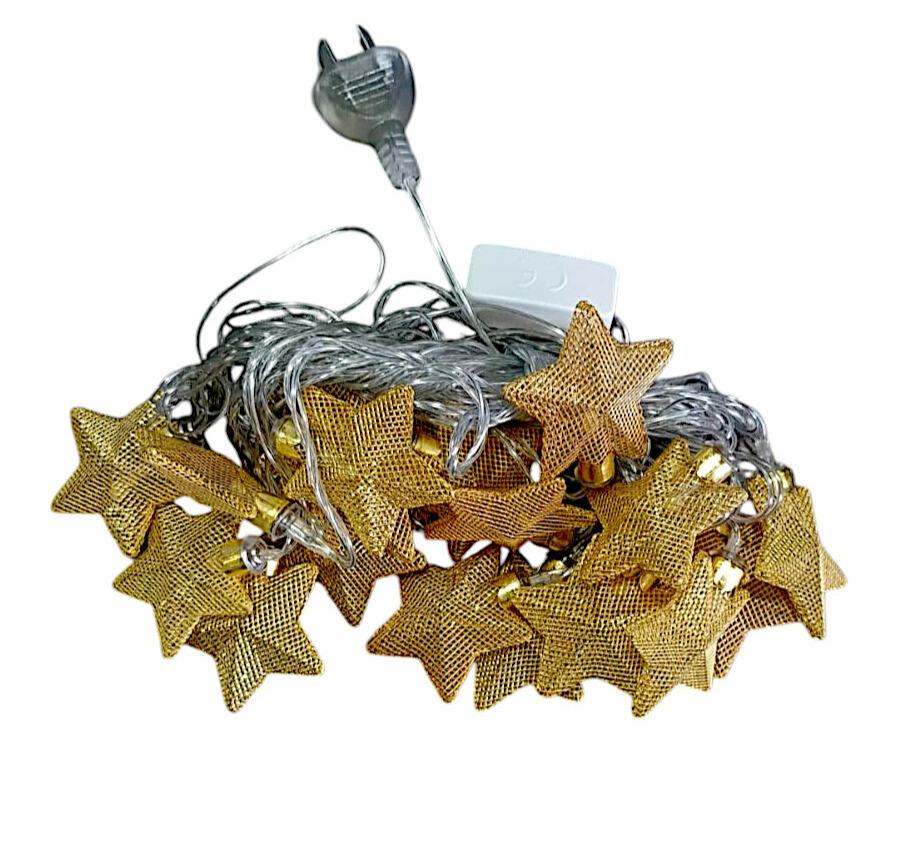 Luz deco estrella gd 20 luces x5MT en caja calida c/enchufe