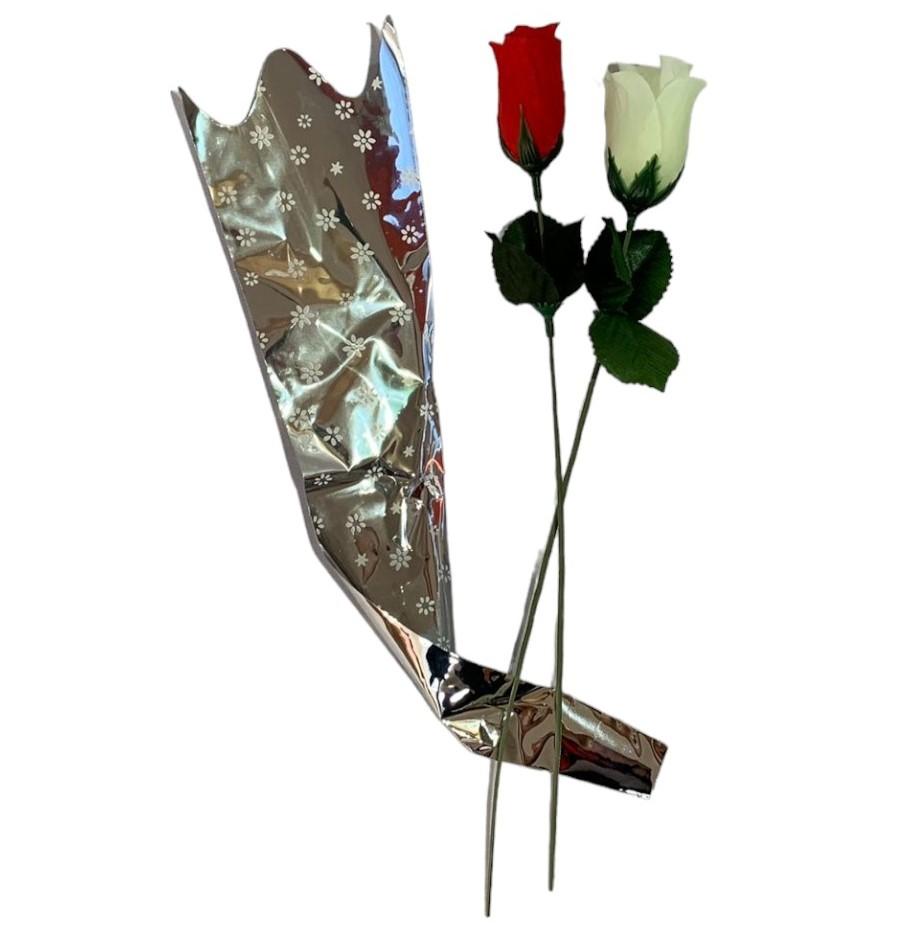 Rosa individual con celofan