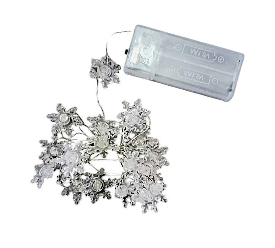 Luz alambre copo de nieve 20 luces x2MT a pila en bolsa fria