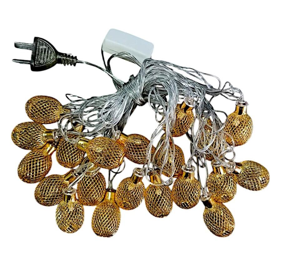 Luz deco ovalo fria c/adorno calido 20 luces x5MT en caja c/enchufe