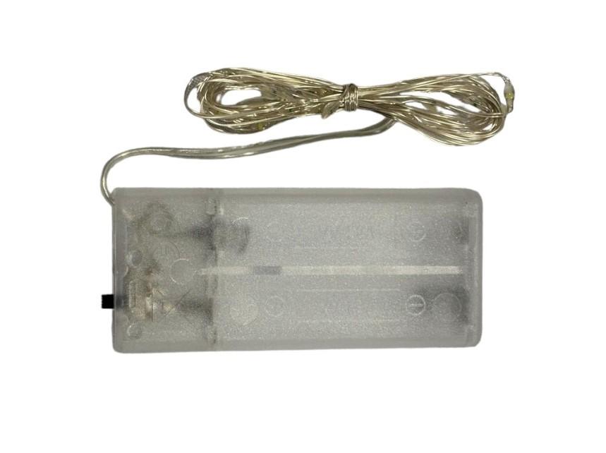 Luz alambre 20 luces x2MT a pila en bolsa verde