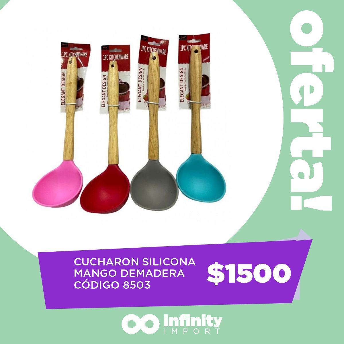 CUCHARON SILICONA MANGO MADERA   
