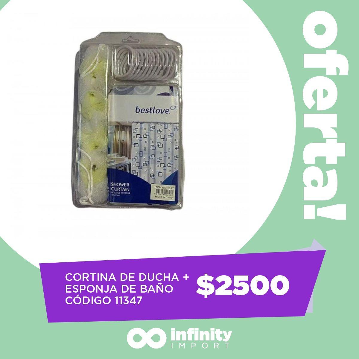 CORTINA DE DUCHA + ESPONJA DE BANO                