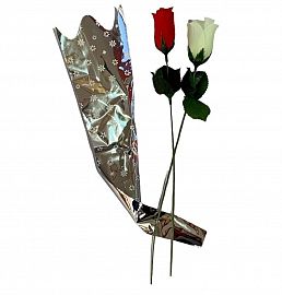 Rosa individual con celofan