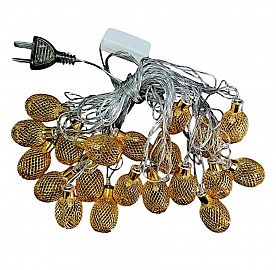 Luz deco ovalo fria c/adorno calido 20 luces x5MT en caja c/enchufe