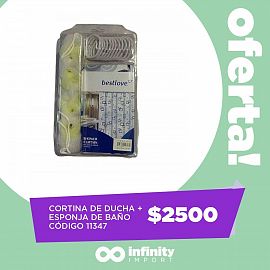 CORTINA DE DUCHA + ESPONJA DE BANO                