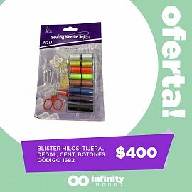 BLISTER HILOS,TIJERA,DEDAL,CENT,BOTONES