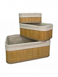 CANASTAS X 3 UNIDADES RECTANGULARES TELA+BAMBOO - CHICA / MEDIANA / GRANDE