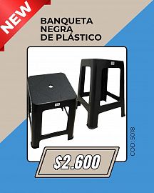 BANQUETA REFORZADA 27CM X 46CM ALTO NEGRA